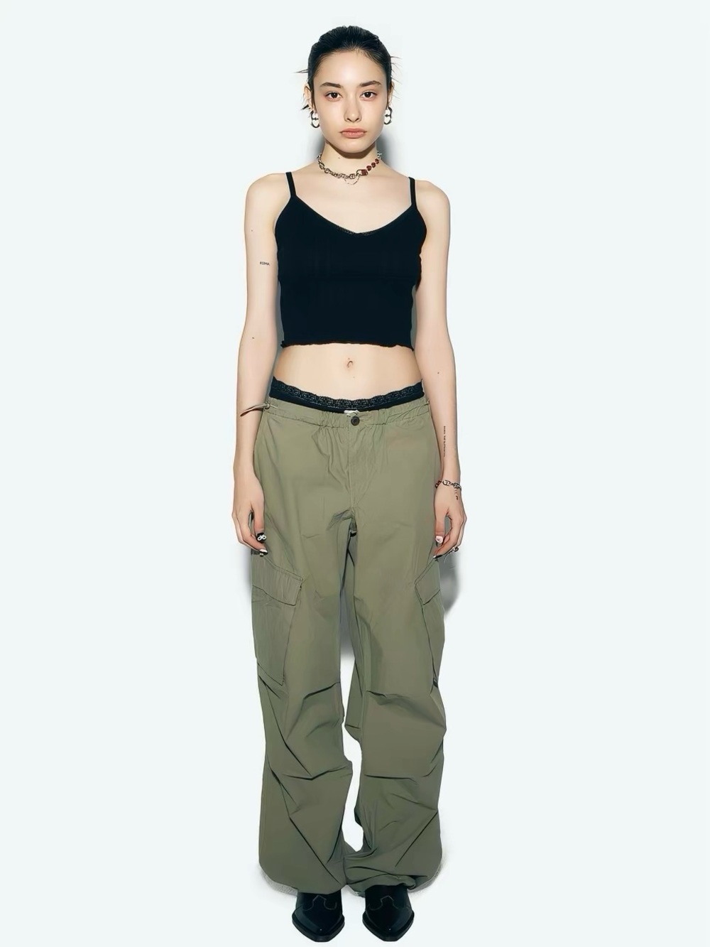 Asifcalie Parachute Cargo Pants in Olive Green